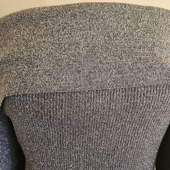 7th Avenue Design Studio Silver Shimmer off the Shoulder Sweater, NWOT, S( wears - Picture 2 of 10